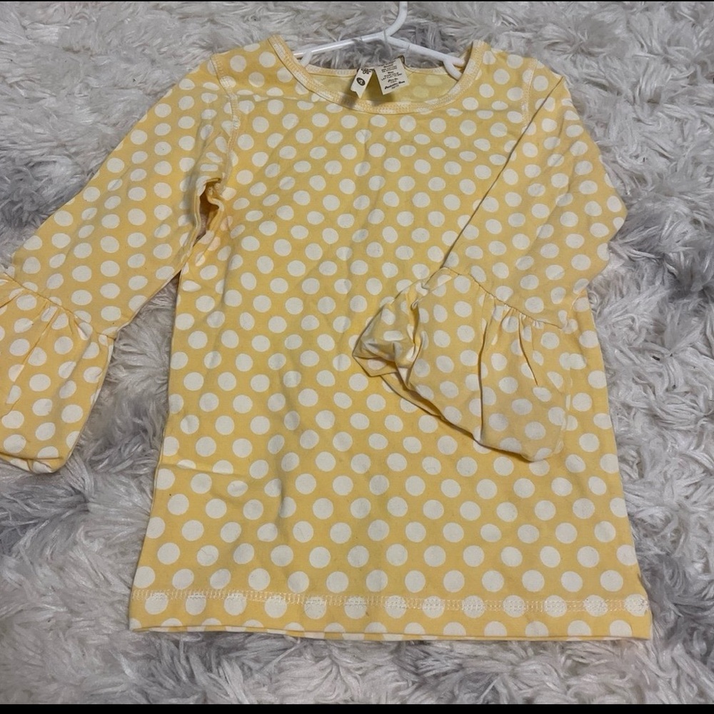 Matilda Jane Yellow and White Long Sleeve Polka Dot Top size 4 girls/youth